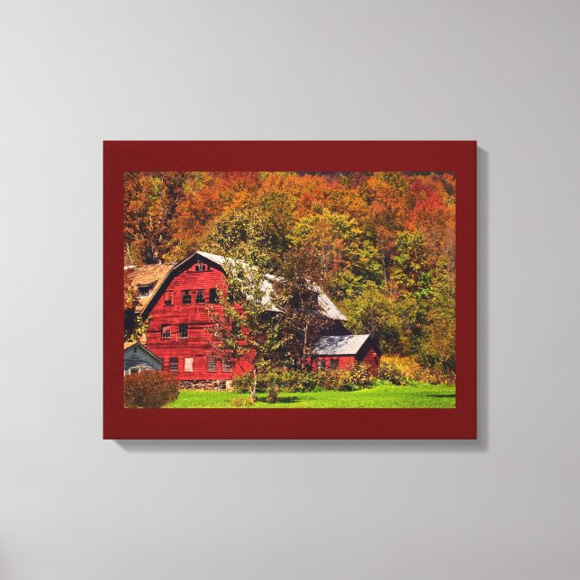 Red Barn in Autumn Canvas Print (Front)
