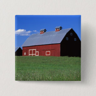Red barn in Latah County, Idaho state PR MR) 2 Inch Square Button