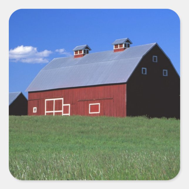 Red barn in Latah County, Idaho state PR MR) Square Sticker (Front)