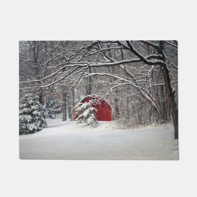 Red Barn in the Snow (2011) Doormat (Front)