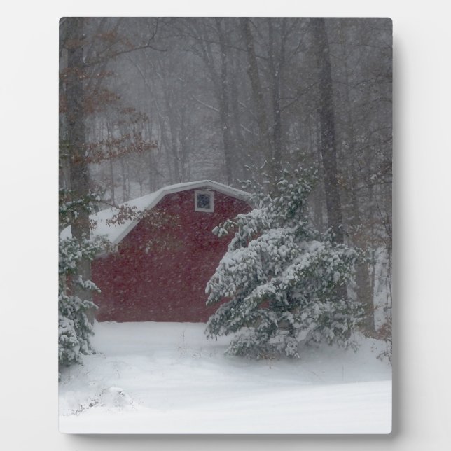 Red Barn in the Snow Plaque (Front)