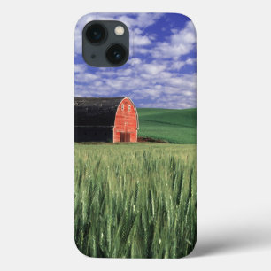 Red barn in wheat & barley field in Whitman 2 iPhone 13 Case