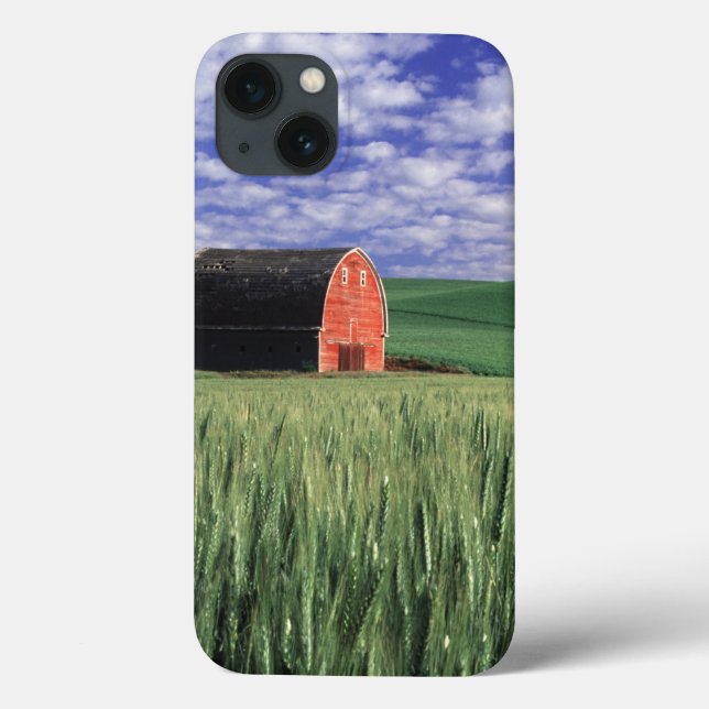 Red barn in wheat & barley field in Whitman 2 Case-Mate iPhone Case (Back)