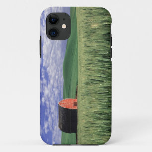 Red barn in wheat & barley field in Whitman 2 iPhone 11 Case