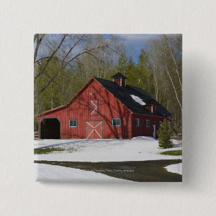 Red Barn In Winter 2 Inch Square Button