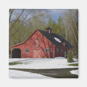 Red Barn In Winter Magnet