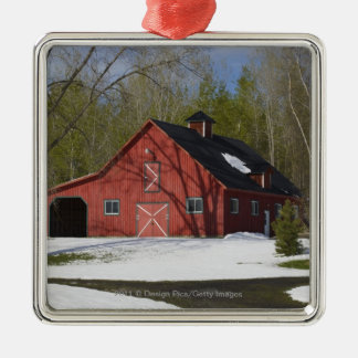 Red Barn In Winter Metal Ornament