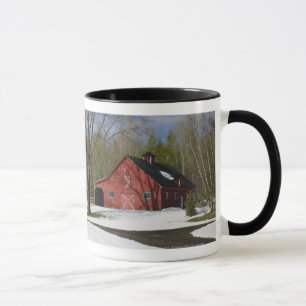 Red Barn In Winter Mug
