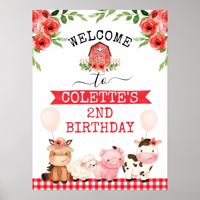 Red Barn Oink Baa Moo ferme Affiche de bienvenue d (Devant)