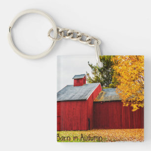 Red Barn on Autumn Acrylic Keychain