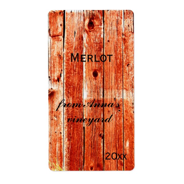 red barn painted planks wine bottle label (Front)