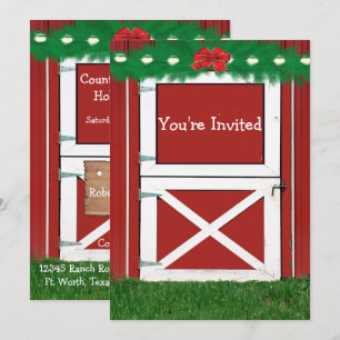 Red Barn Porte personnalisée Fête Invitation