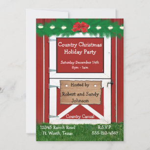 Red Barn Porte personnalisée Fête Invitation