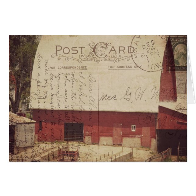 Red Barn Postcard Digital Art (Front Horizontal)