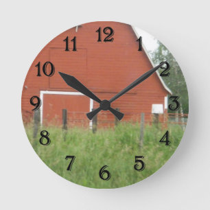 Red Barn Round Clock