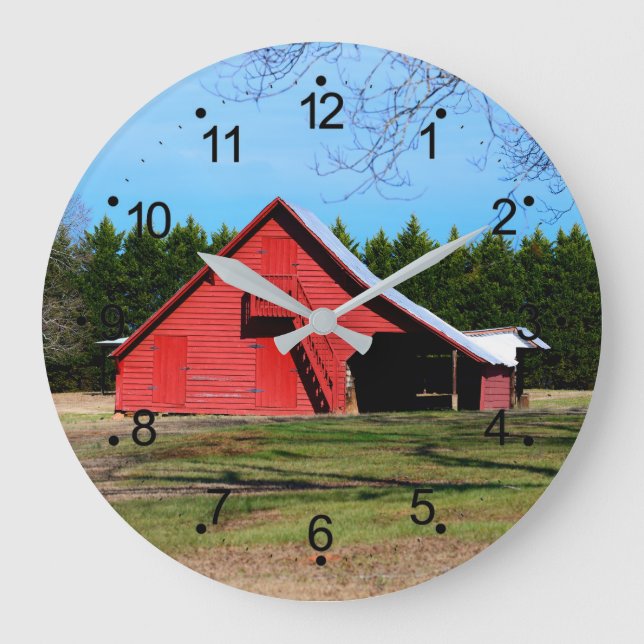 Red Barn Shed Large Clock (Front)