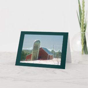 Red Barn & Silo in Snow Card
