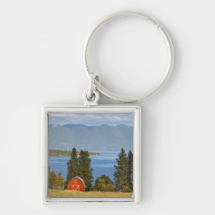 Red barn sits along scenic Flathead Lake near Keychain