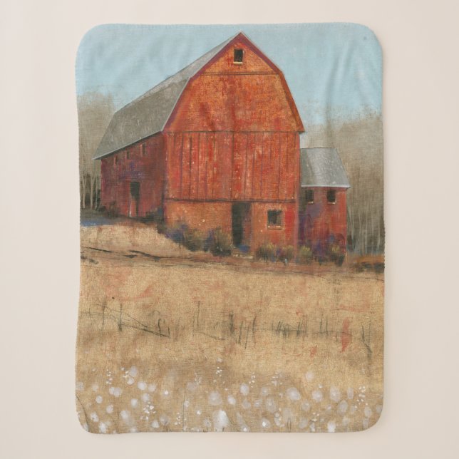 Red Barn View Sherpa Blanket (Front)