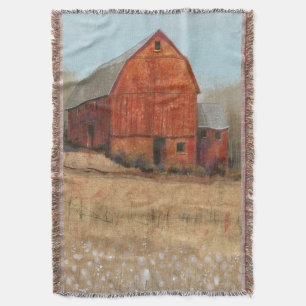 Red Barn View Throw Blanket