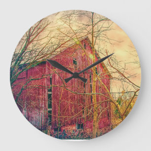 RED BARN  WALL CLOCK