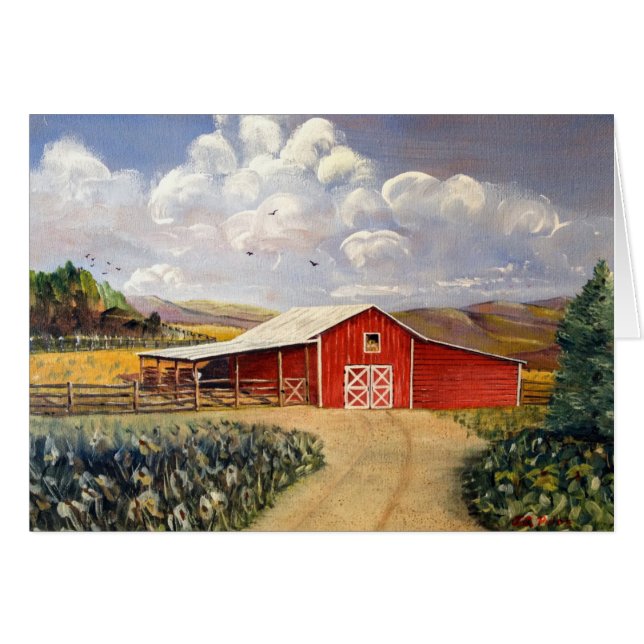 Red Barn West Virginia Farm Fine Art Painting (Front Horizontal)