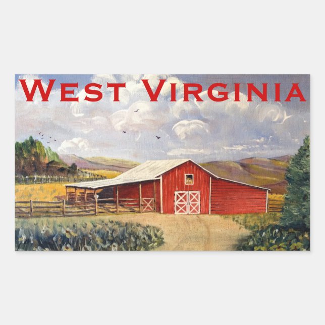 Red Barn West Virginia Farm Fine Art Painting Sticker (Front)