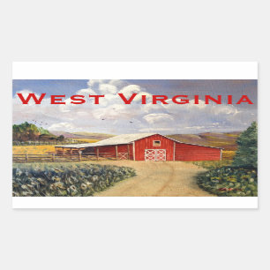 Red Barn West Virginia Farm Fine Art Painting Sticker