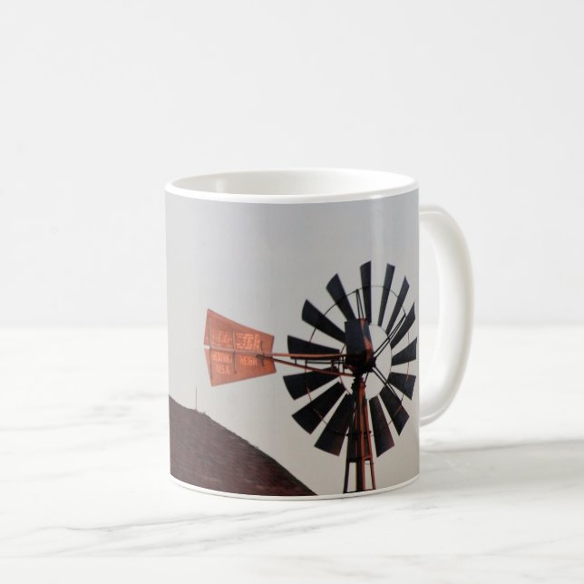 Red Barn & Windmill rustic photo Coffee Mug (Front Right)