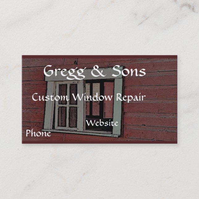 Red Barn Window Business Card (Front)