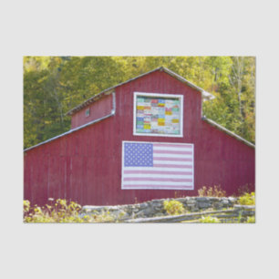 Red Barn With American Flag State License Plates Tissue Paper