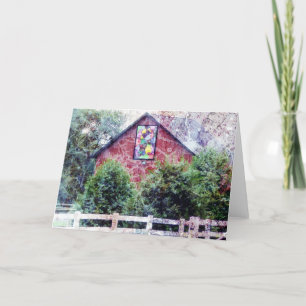 Red Barn With Quilt Grunge Card