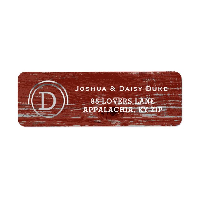 Red Barn Wood Monogram | Country Western Wedding (Front)