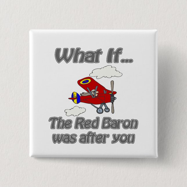Red Baron 2 Inch Square Button (Front)