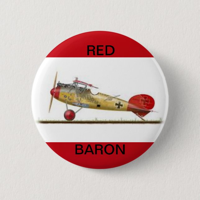 Red Baron Airplane on a round Button (Front)