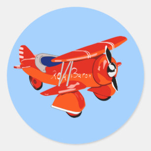 Red Baron Biplane Classic Round Sticker