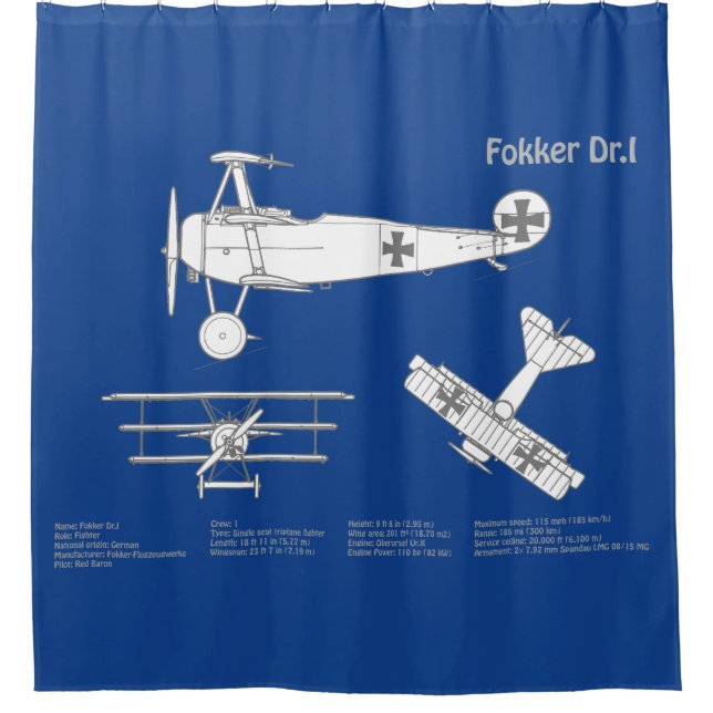 Red Baron Fokker Dr.1 - Airplane Blueprint ABD (Front)