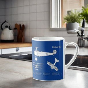 Red Baron Fokker Dr.1 - Airplane Blueprint ABD Coffee Mug