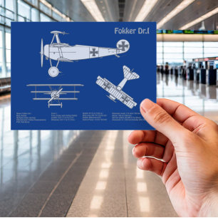 Red Baron Fokker Dr.1 - Airplane Blueprint ABD Postcard
