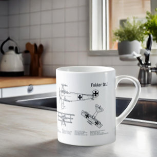 Red Baron Fokker Dr.1 - Airplane Blueprint BD Coffee Mug