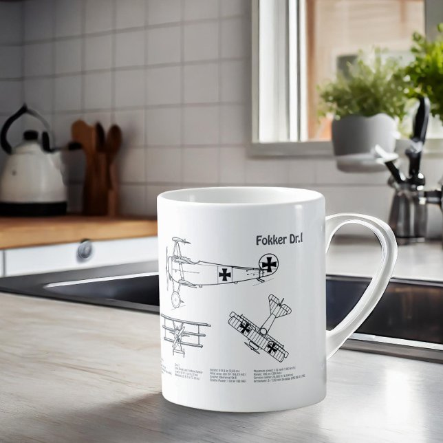 Red Baron Fokker Dr.1 - Airplane Blueprint BD Coffee Mug (Creator Uploaded)