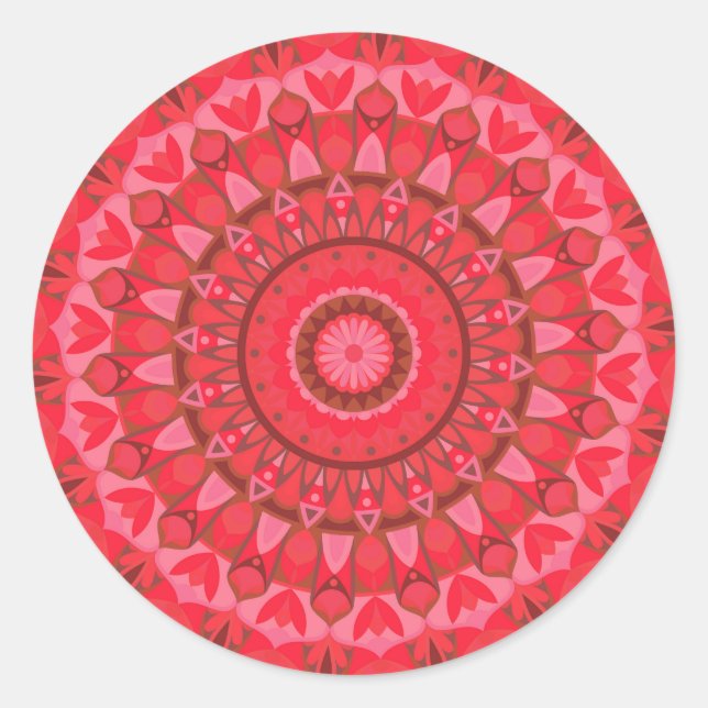 Red Base Mandala Classic Round Sticker (Front)