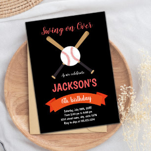 Red Baseball Birthday Invitation