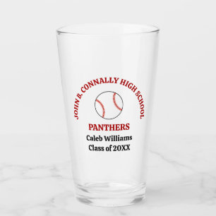 Red Baseball Player Personalized Team Glass