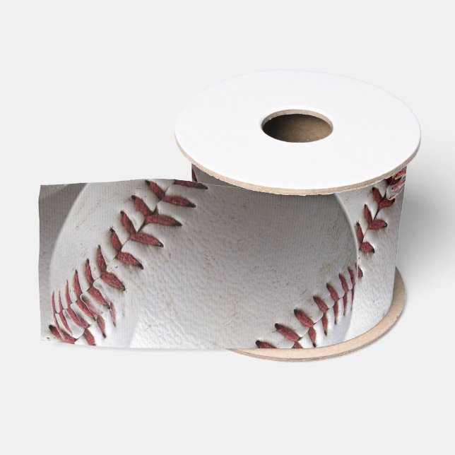 Red Baseball Stitches Grosgrain Ribbon (Spool)