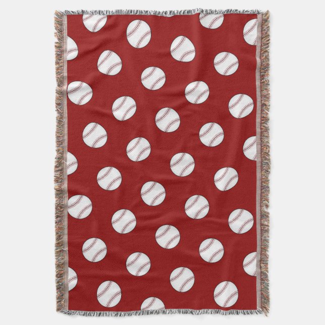 Red Baseball Throw Blanket (Front Vertical)