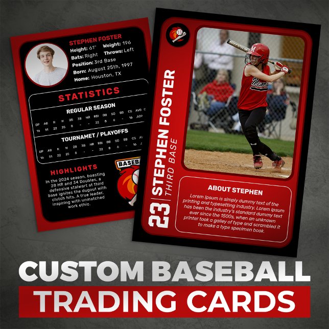 Red Baseball Trading Card Gift Baseball Player  (Creator Uploaded)