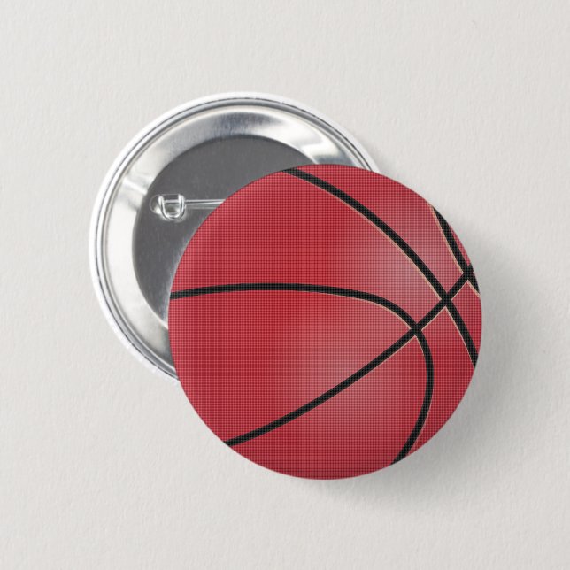 Red Basketball  2 Inch Round Button (Front & Back)