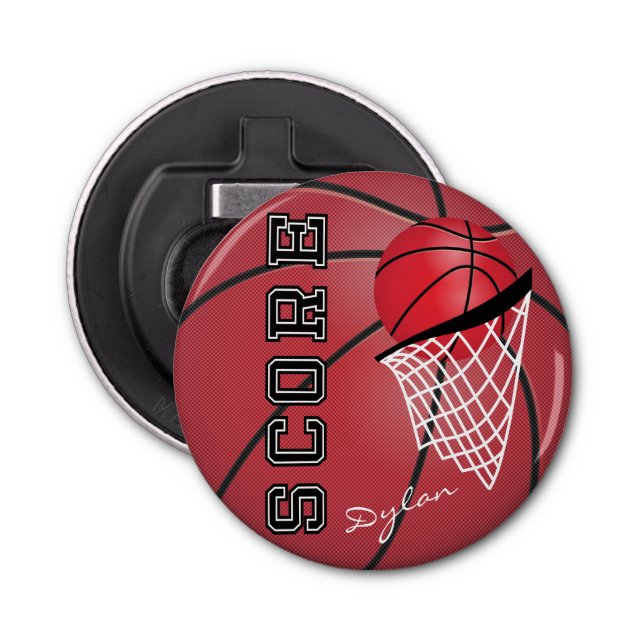 Red Basketball and Net Bottle Opener (Front)