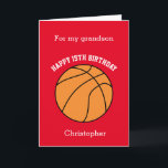 Red Basketball Sport 15th Birthday Card<br><div class="desc">A red personalized basketball 15th birthday card for grandson, son, nephew and more. You will be able to easily personalize the front with his name. The inside reads a birthday message, which you can easily edit as well. You can personalize the back of this basketball birthday card with the year....</div>